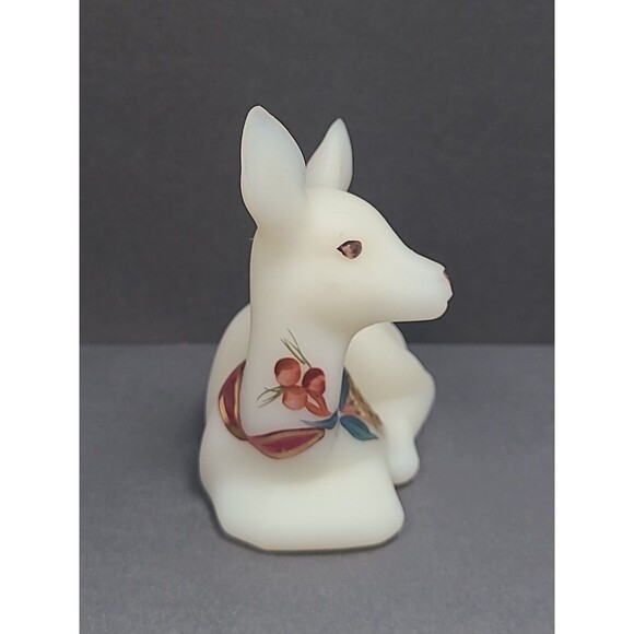 Fenton White Deer Figurine with Floral Accents - Picture 2 of 6